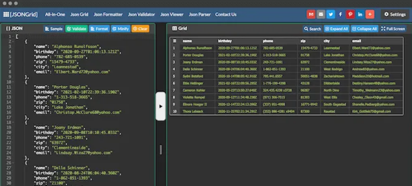 JSONGrid’s JSON Formatter trapped our eye for a couple of causalities.